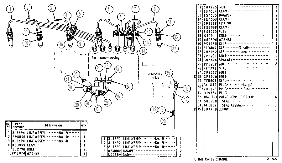 FUEL INJECTION LINES GROUP 2P7457 CAT