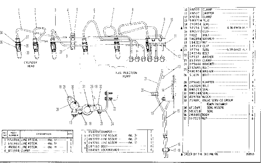 FUEL INJECTION LINES 6N0572 CAT