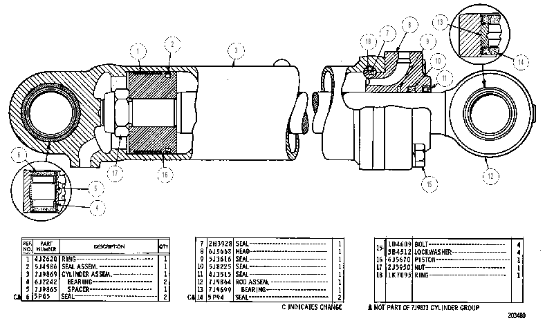Цилиндр подъёма 7J9871 CAT