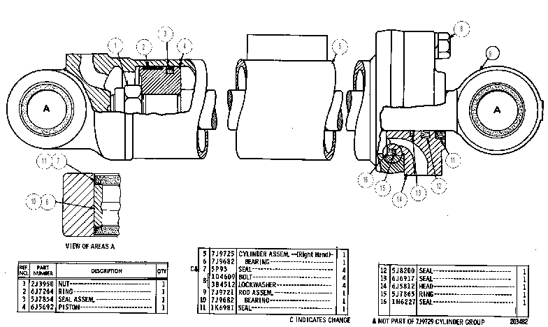 Цилиндр наклона 7J9729 CAT
