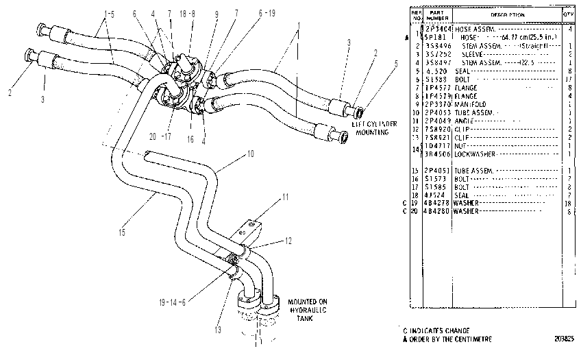 BULLDOZER MANIFOLD LINES GROUP 2P5366 CAT