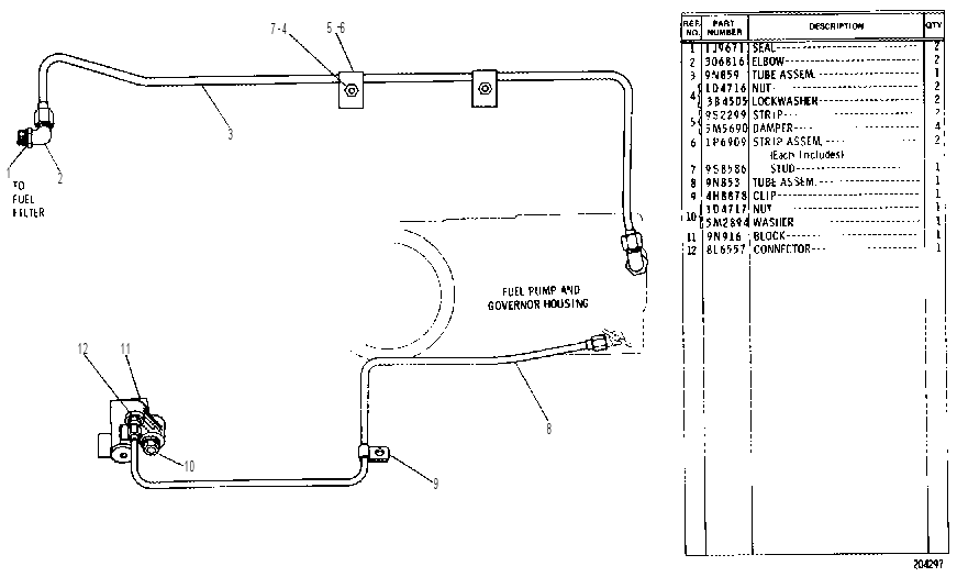 FUEL FILTER LINES GROUP 9N0433 CAT
