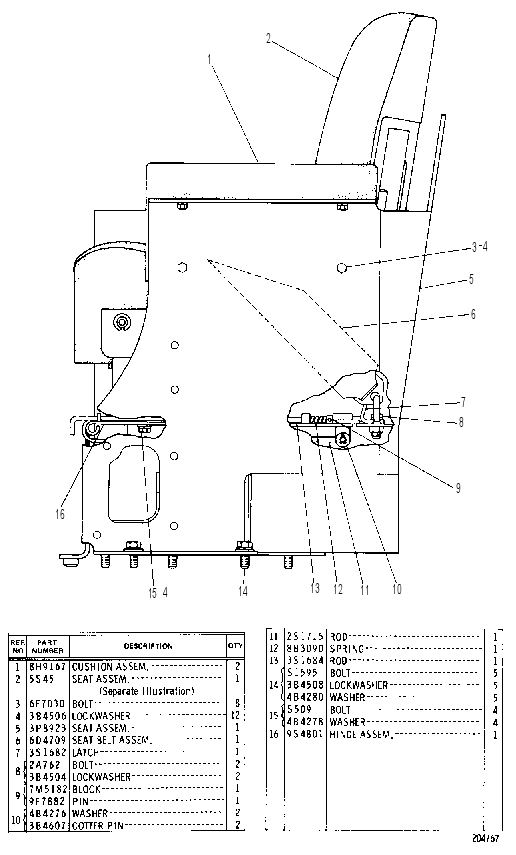 ADJUSTABLE SEAT 3P7932 CAT