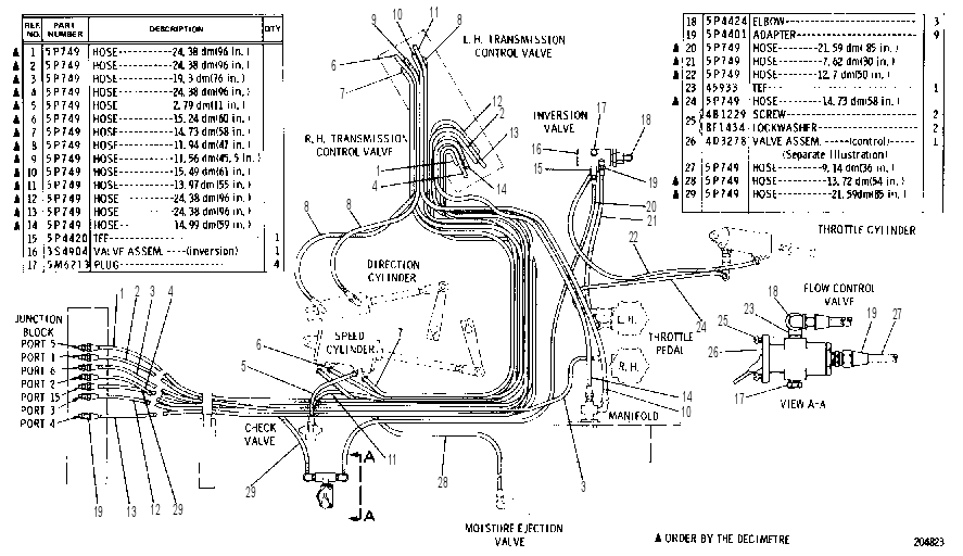 TRANSMISSION AND THROTTLE AIR LINES 6P8455 CAT