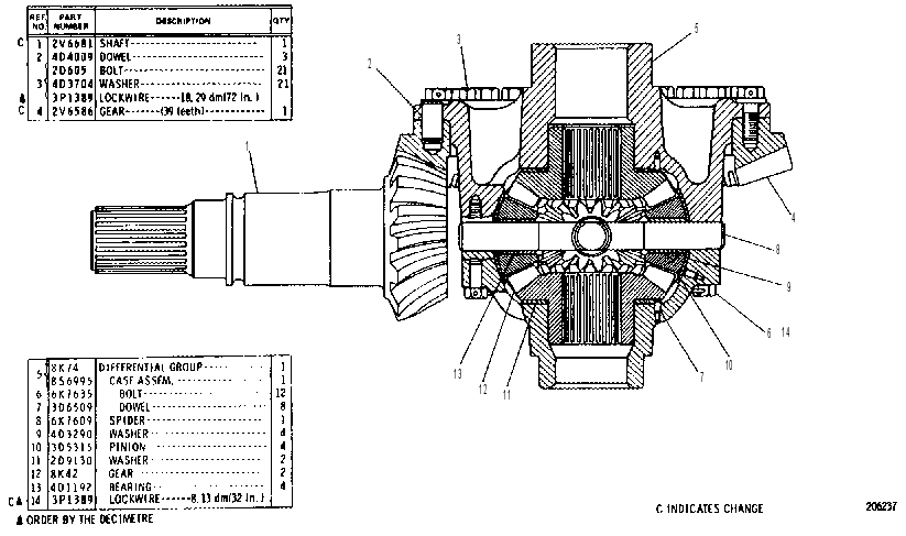 DIFFERENTIAL AND GEAR GROUP 8K0034 CAT