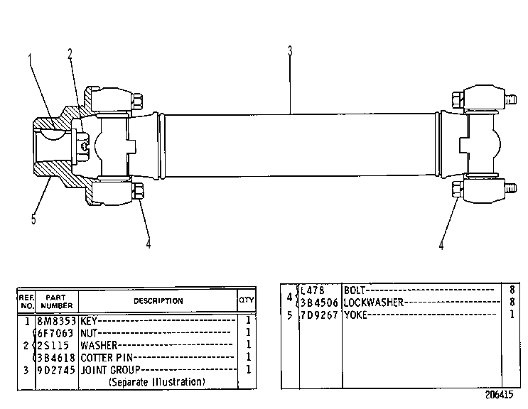 Вал приводной 9D3525 CAT