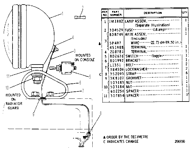 REAR FLOODLAMP LIGHTING GROUP 8D2035 CAT