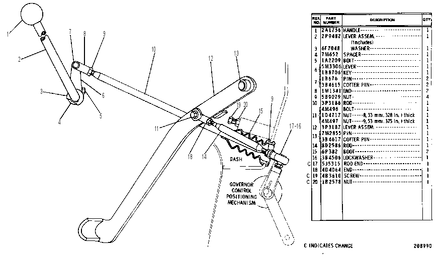 GOVERNOR AND DECELERATOR CONTROL GROUP 3P3191 CAT