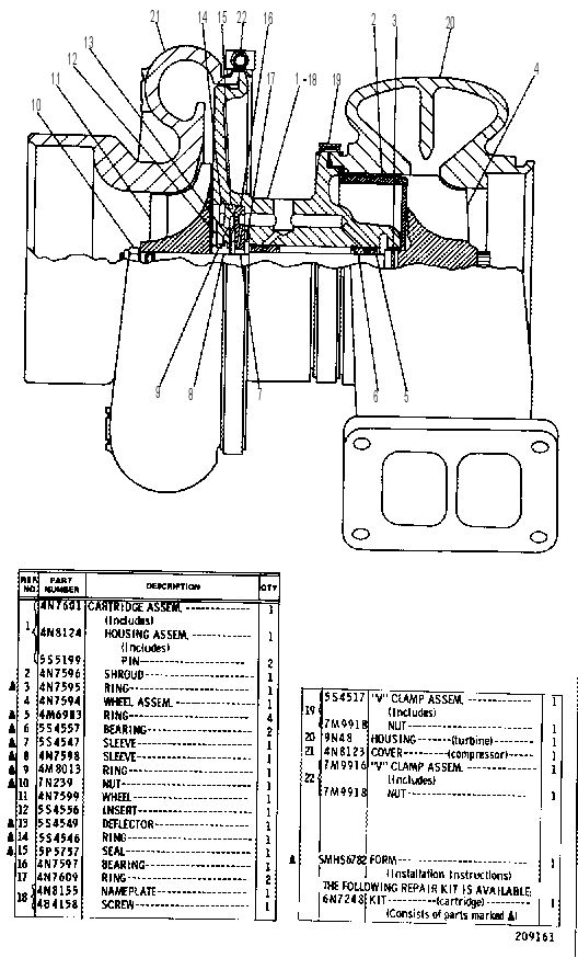 TURBOCHARGER GROUP 6N1661 CAT