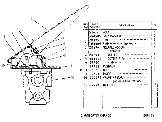 VALVE AS-BRAKE FOOT CONTROL 2R0617 CAT