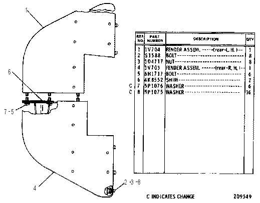 REAR FENDER GROUP 9K6137 CAT