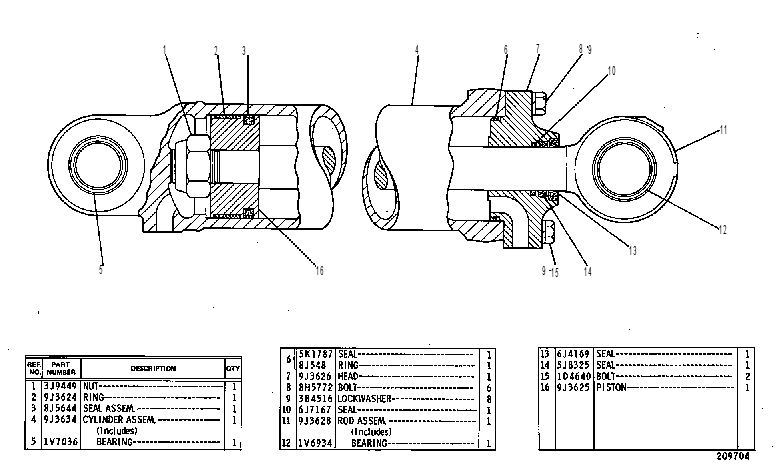 Цилиндр наклона 9J3632 CAT