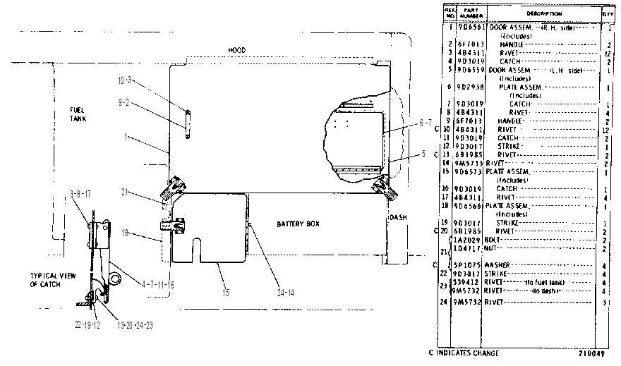 HOOD SIDE DOOR GROUP 9D6560 CAT