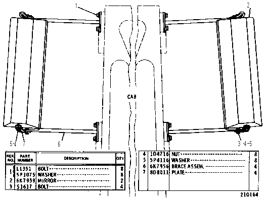 REAR VIEW MIRROR GROUP 1V4892 CAT