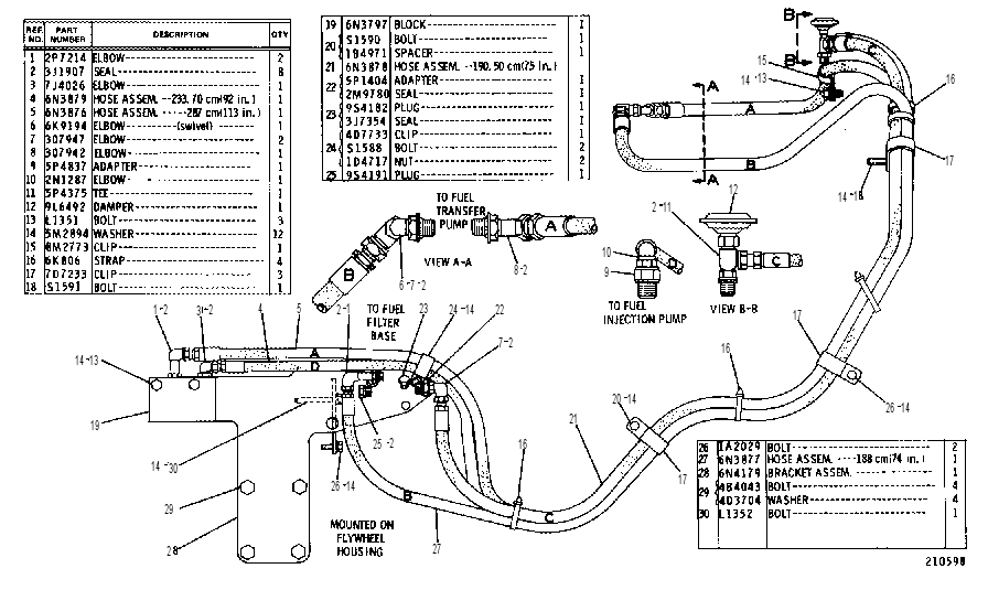 Трубопроводы топливного фильтра 6N7652 CAT