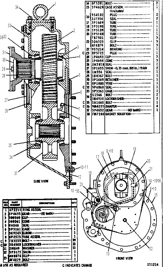 TRANSFER GEAR GROUP 2P9273 CAT