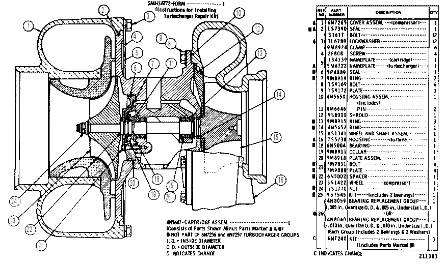 TURBOCHARGER GROUP--R.H.,TURBOCHARGER GROUP--L.H. 6N7257 CAT