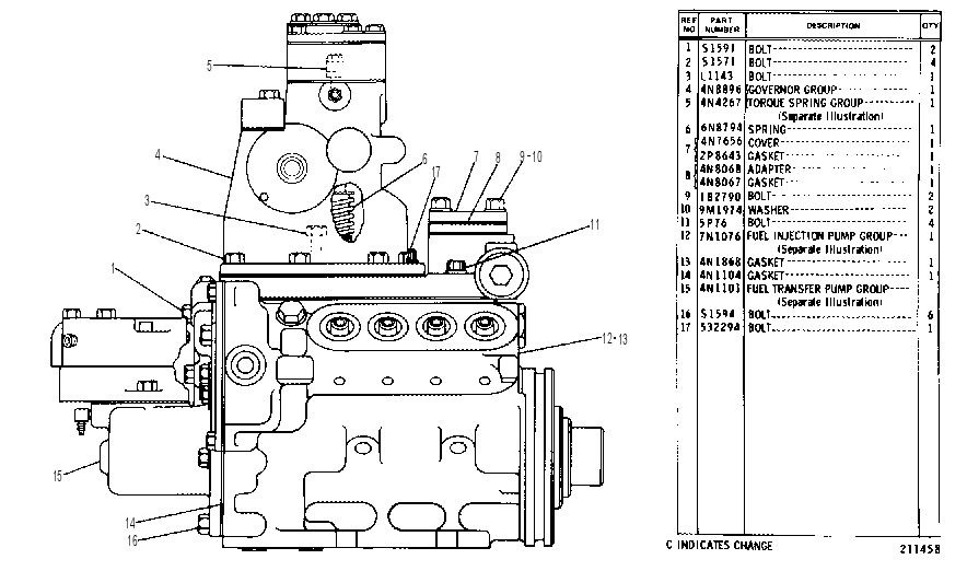 GOVERNOR, FUEL INJECTION AND FUEL TRANSFER PUMP GROUP 7N1230 CAT