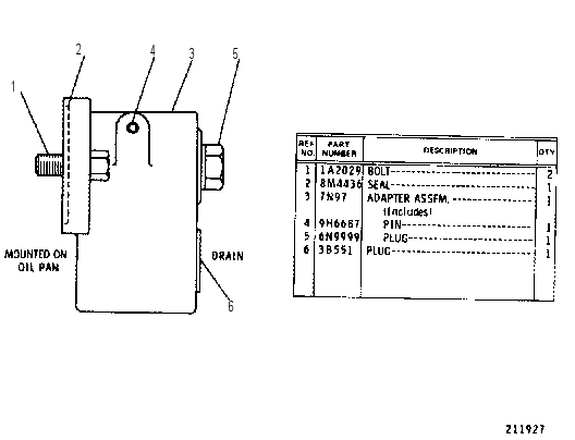 OIL PAN DRAIN ADAPTER GROUP 6N9797 CAT
