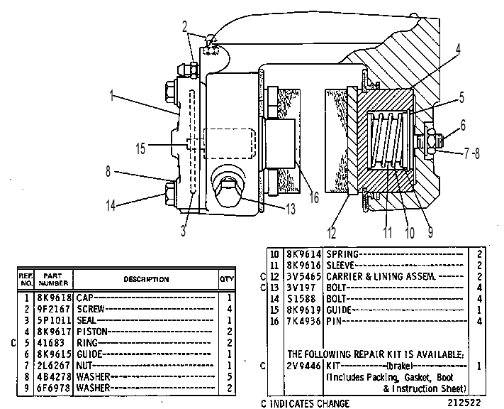 BRAKE GP-HYD CALIPER SERVICE 1V2278 CAT