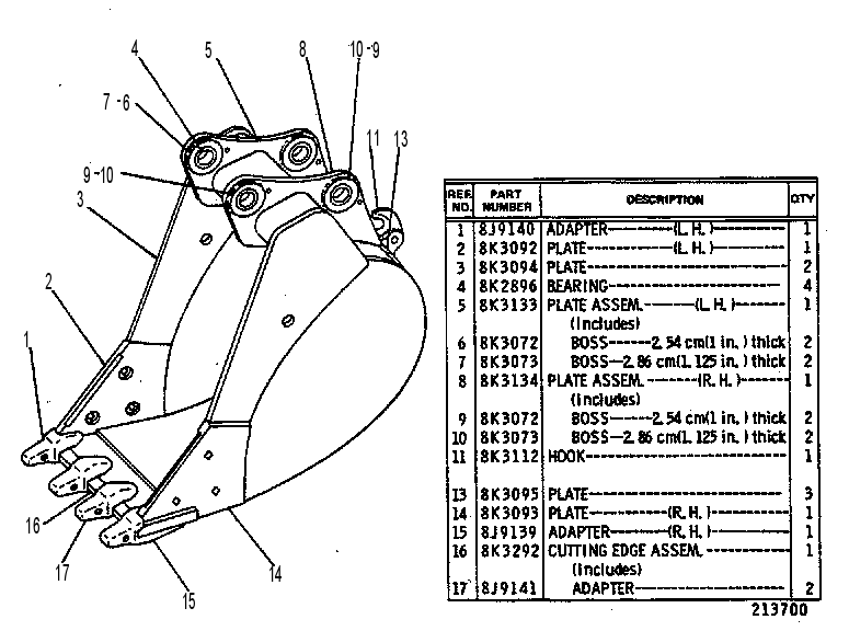 BUCKET & BEARING AS 3V4836 CAT