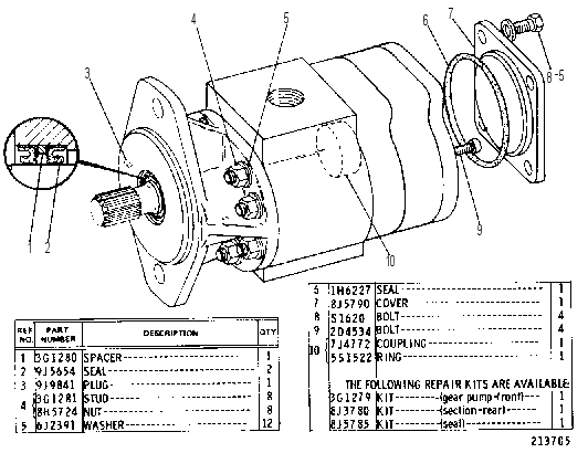 HYDRAULIC GEAR PUMP GROUP 9J5001 CAT