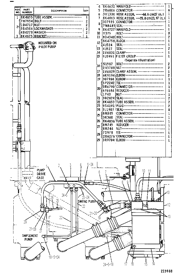 Трубопроводы насоса 8K3519 CAT