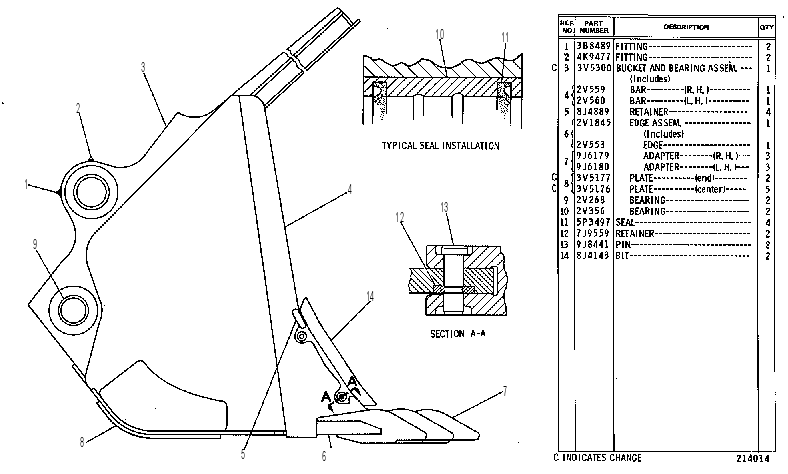 BUCKET GP-SHOVEL 2V0825 CAT
