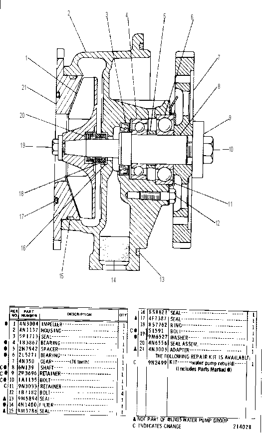 Насос водяной 4N3006 CAT