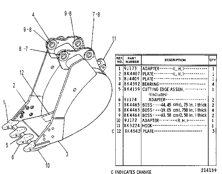 BUCKET & BEARING AS-HOE 8K1557 CAT