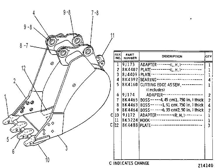 BUCKET & BEARING AS-HOE 8K1558 CAT
