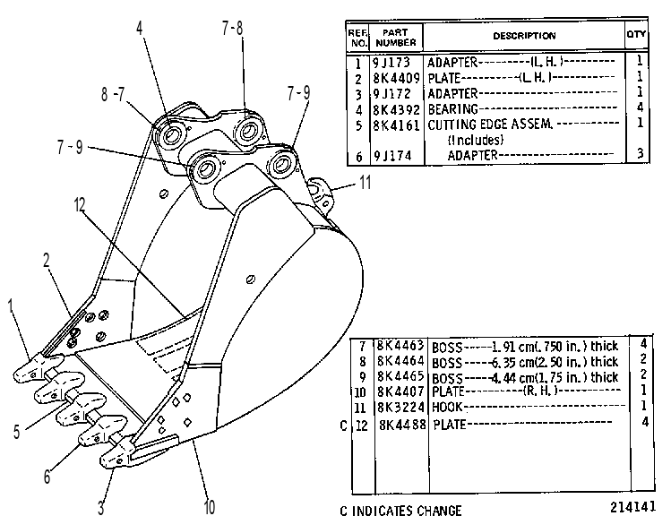 BUCKET & BEARING AS-HOE 8K1559 CAT