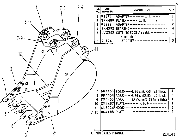 BUCKET & BEARING AS-HOE 1V8337 CAT