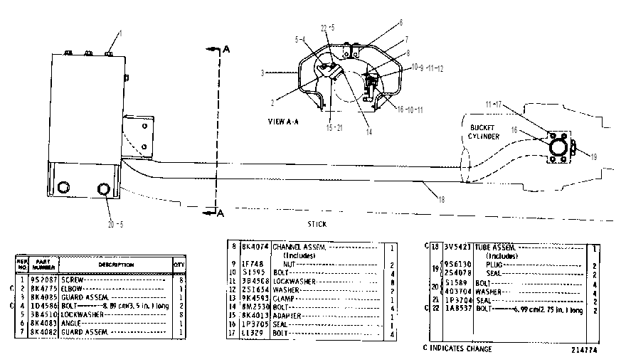 Трубопроводы рукояти 8K3875 CAT