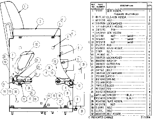 ADJUSTABLE SEAT GROUP 3P7933 CAT