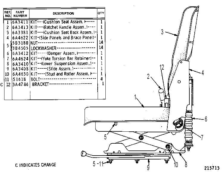 SEAT ASSEMBLY 3A5259 CAT
