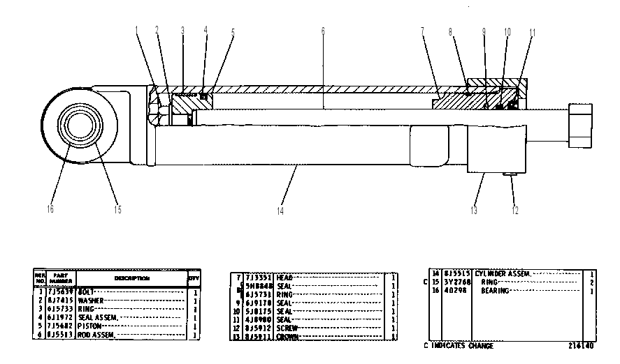 STEERING CYLINDER GROUP 8J3612 CAT