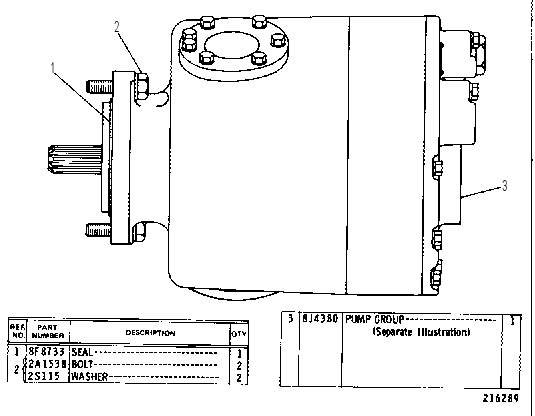 PUMP AND MOUNTING GROUP 3V6470 CAT