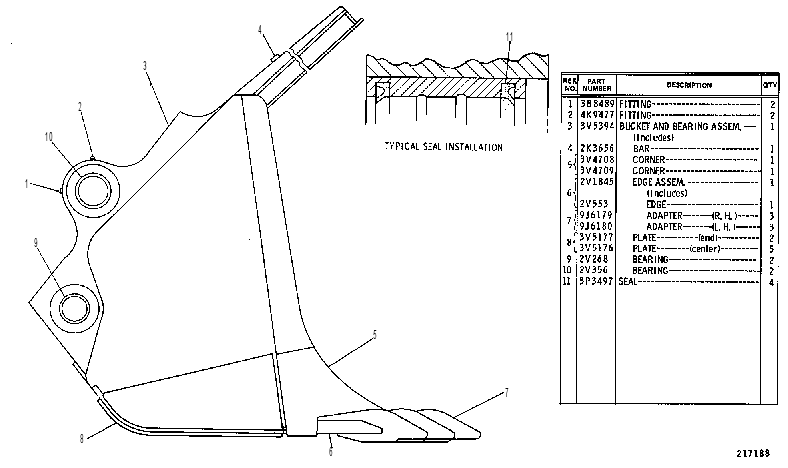 BUCKET GP-SHOVEL 3V5395 CAT