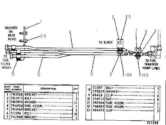 FUEL FILTER LINES GROUP 7N2157 CAT