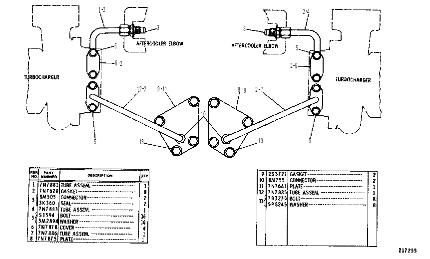 TURBOCHARGER WATER LINES GROUP 7N5134 CAT