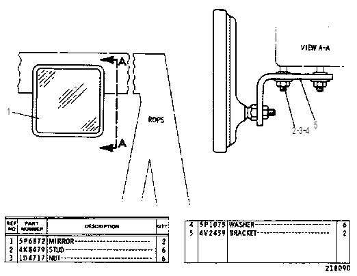 REAR VIEW MIRROR GROUP 4V3255 CAT