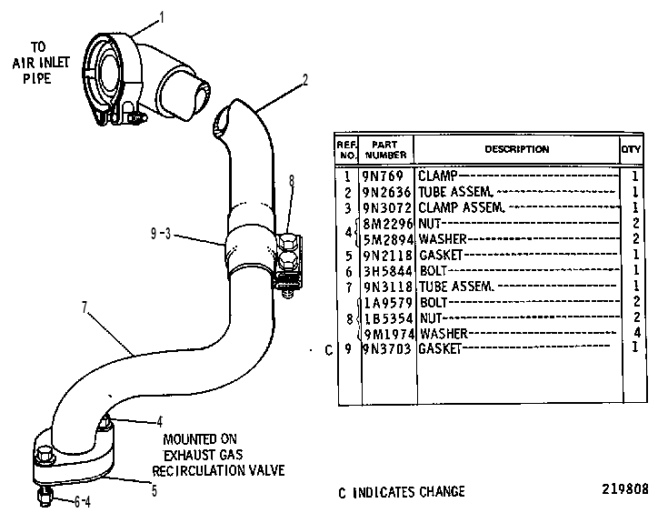 EXHAUST GAS RECIRCULATION LINES GROUP 9N3125 CAT