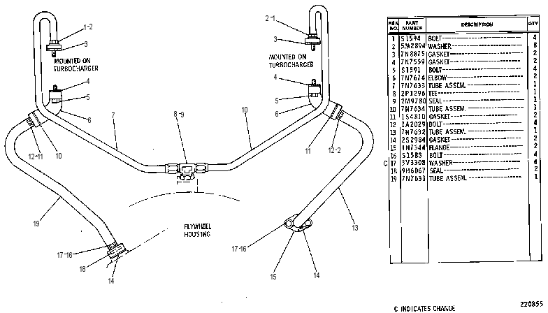 TURBOCHARGER OIL LINES GROUP 4N9749 CAT