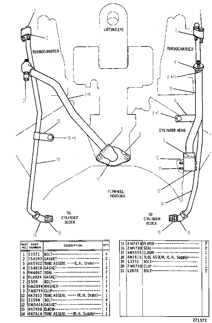 TURBOCHARGER OIL LINES GROUP 6N5549 CAT
