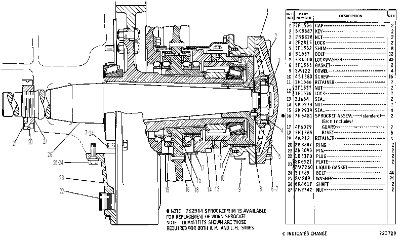 Бортовой редуктор 3V3128 CAT