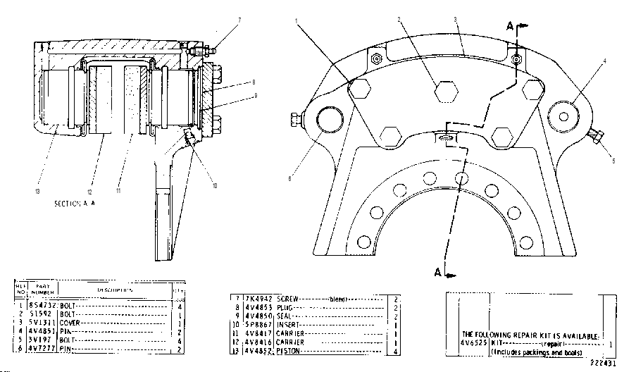 BRAKE GP-HYD CALIPER SERVICE 4V4893 CAT