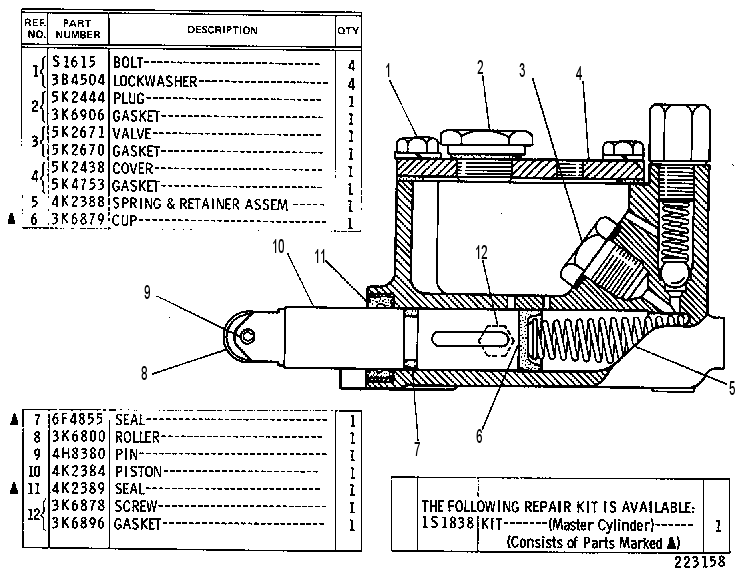 MASTER CYLINDER ASSEMBLY 5K2783 CAT
