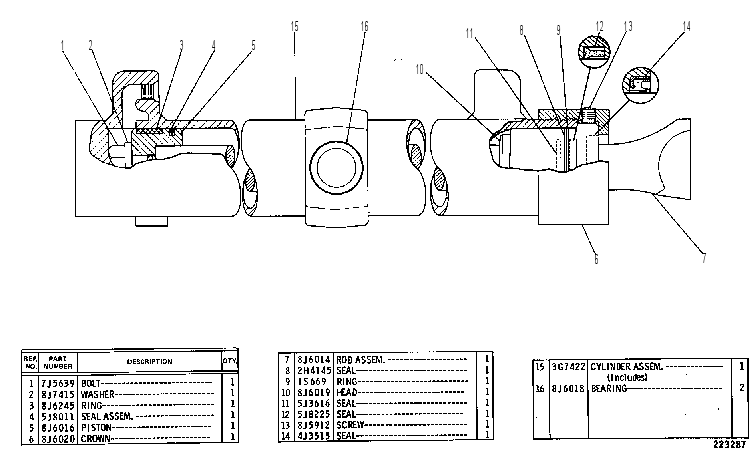 BLADE LIFT CYLINDER GROUP 3G7423 CAT
