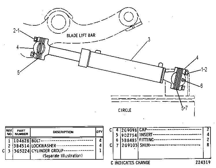 CYLINDER & MTG GP-CENTERSHIFT 7D9700 CAT